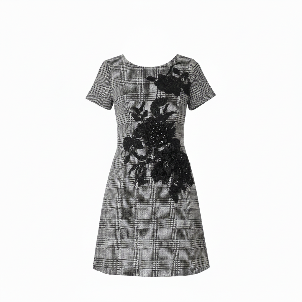 Betsy Johnson Embellished Plaid Mini Dress